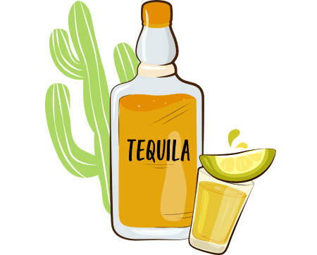 Shot de tequila with lemon