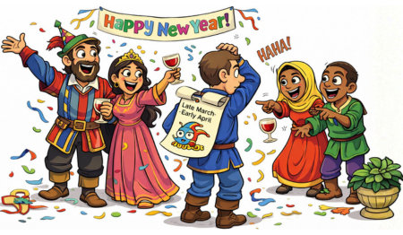 the origins of April Fools’ Day, New Year's in late March or early April