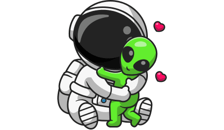 Astronaut and alien.
